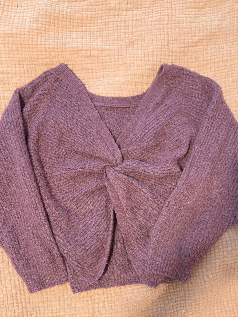 By Together Mauve Twist Front Knit Sweater Size M